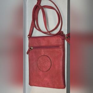 Chateau Int'l Faux Suede WineRusty Holiday Red Zippered Shoulder Crossbody Purse